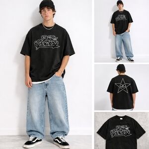 Black Graphic Star Logo Tee – Men’s Casual Street Shirt